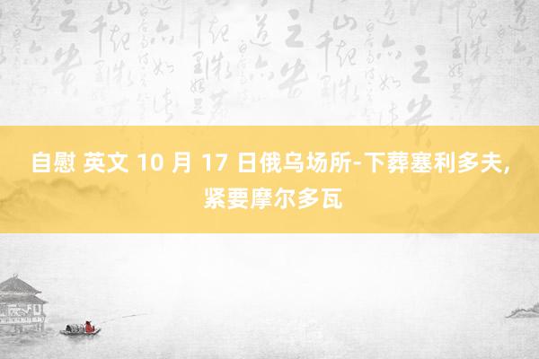 自慰 英文 10 月 17 日俄乌场所-下葬塞利多夫， 紧要摩尔多瓦