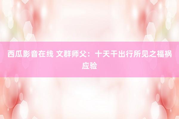 西瓜影音在线 文群师父：十天干出行所见之福祸应验