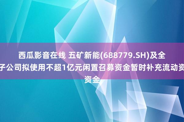 西瓜影音在线 五矿新能(688779.SH)及全资子公司拟使用不超1亿元闲置召募资金暂时补充流动资金