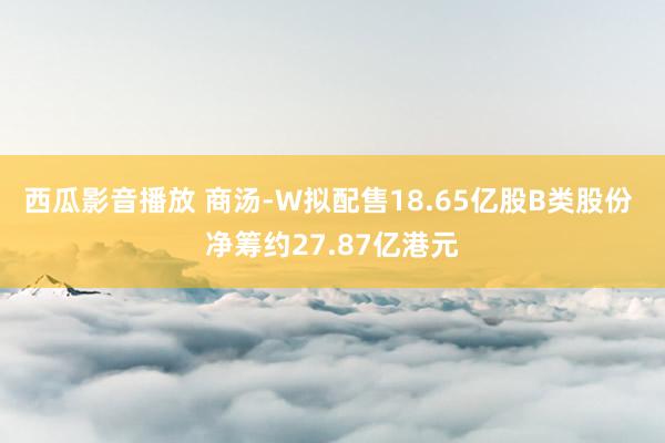 西瓜影音播放 商汤-W拟配售18.65亿股B类股份 净筹约27.87亿港元