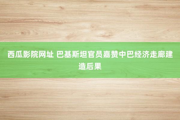 西瓜影院网址 巴基斯坦官员嘉赞中巴经济走廊建造后果
