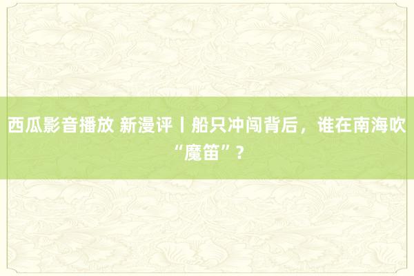 西瓜影音播放 新漫评丨船只冲闯背后，谁在南海吹“魔笛”？