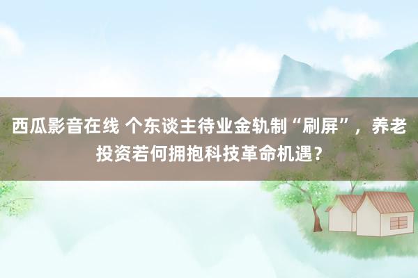 西瓜影音在线 个东谈主待业金轨制“刷屏”，养老投资若何拥抱科技革命机遇？