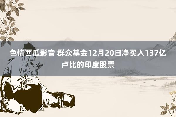 色情西瓜影音 群众基金12月20日净买入137亿卢比的印度股票