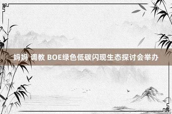 妈妈 调教 BOE绿色低碳闪现生态探讨会举办