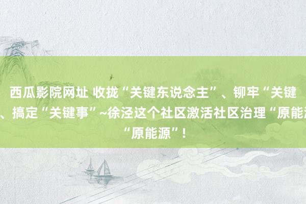 西瓜影院网址 收拢“关键东说念主”、铆牢“关键点”、搞定“关键事”~徐泾这个社区激活社区治理“原能源”!