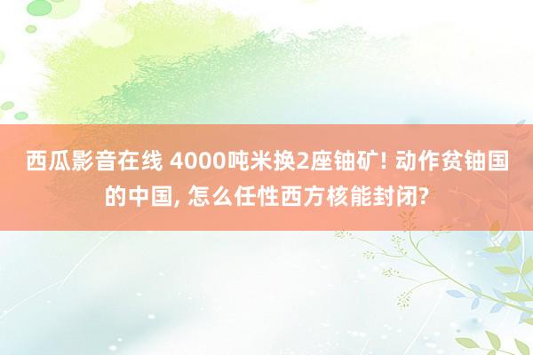 西瓜影音在线 4000吨米换2座铀矿! 动作贫铀国的中国， 怎么任性西方核能封闭?