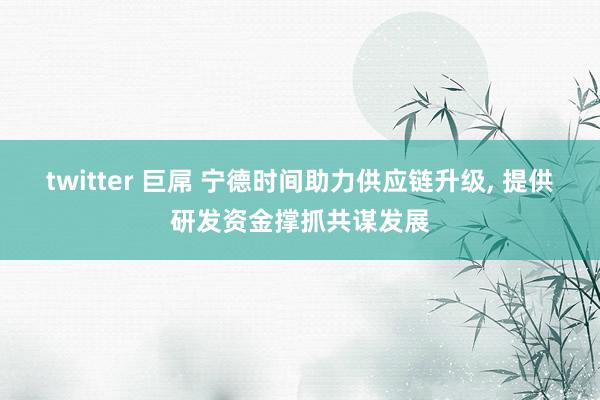twitter 巨屌 宁德时间助力供应链升级， 提供研发资金撑抓共谋发展