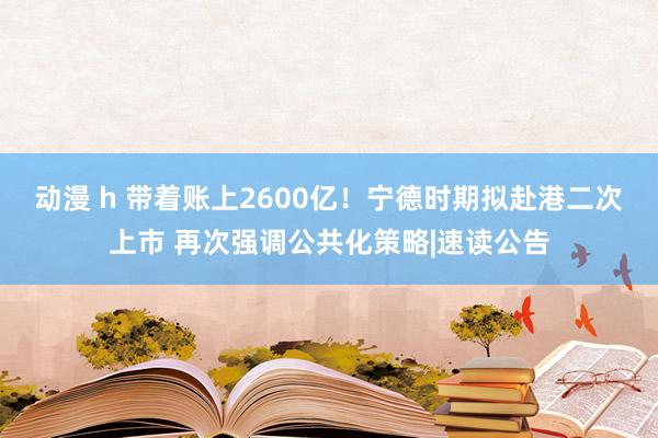 动漫 h 带着账上2600亿！宁德时期拟赴港二次上市 再次强调公共化策略|速读公告