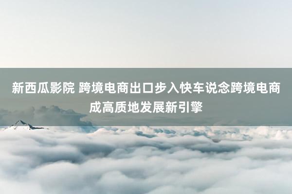 新西瓜影院 跨境电商出口步入快车说念跨境电商成高质地发展新引擎