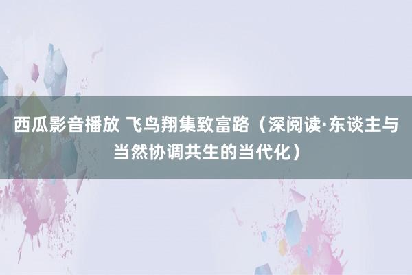 西瓜影音播放 飞鸟翔集致富路（深阅读·东谈主与当然协调共生的当代化）