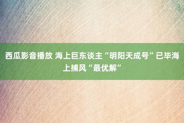 西瓜影音播放 海上巨东谈主“明阳天成号”已毕海上捕风“最优解”
