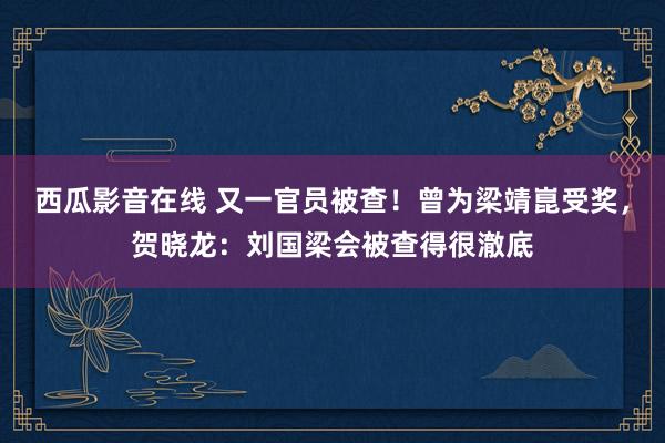 西瓜影音在线 又一官员被查！曾为梁靖崑受奖，贺晓龙：刘国梁会被查得很澈底