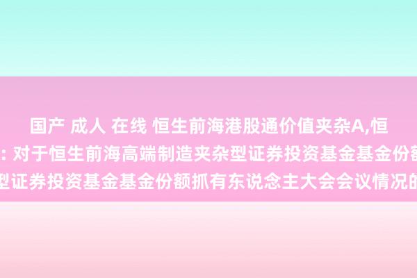 国产 成人 在线 恒生前海港股通价值夹杂A,恒生前海港股通价值夹杂C: 对于恒生前海高端制造夹杂型证券投资基金基金份额抓有东说念主大会会议情况的公告
