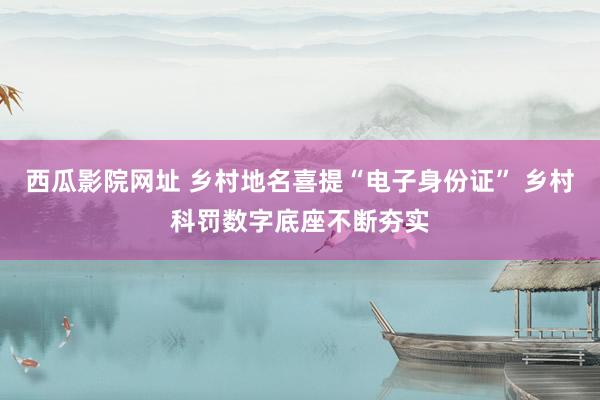 西瓜影院网址 乡村地名喜提“电子身份证” 乡村科罚数字底座不断夯实