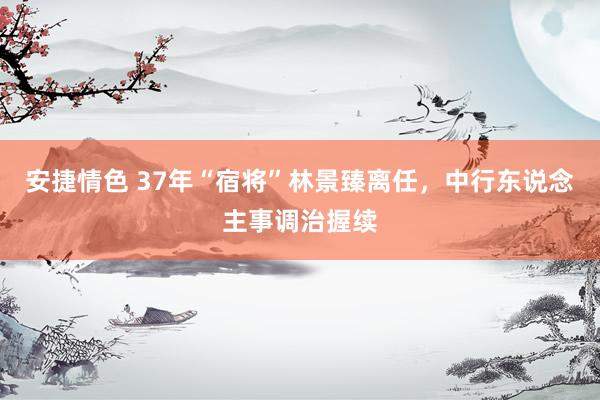 安捷情色 37年“宿将”林景臻离任，中行东说念主事调治握续