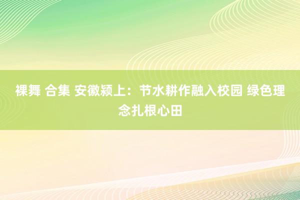 裸舞 合集 安徽颍上：节水耕作融入校园 绿色理念扎根心田