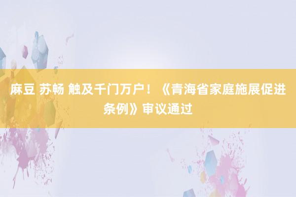 麻豆 苏畅 触及千门万户！《青海省家庭施展促进条例》审议通过