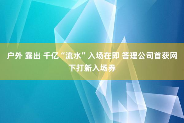 户外 露出 千亿“流水”入场在即 答理公司首获网下打新入场券