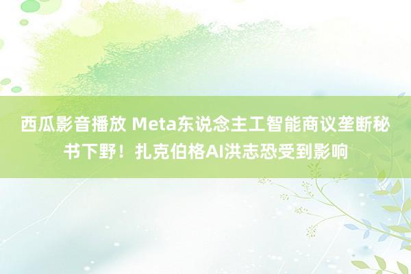 西瓜影音播放 Meta东说念主工智能商议垄断秘书下野！扎克伯格AI洪志恐受到影响