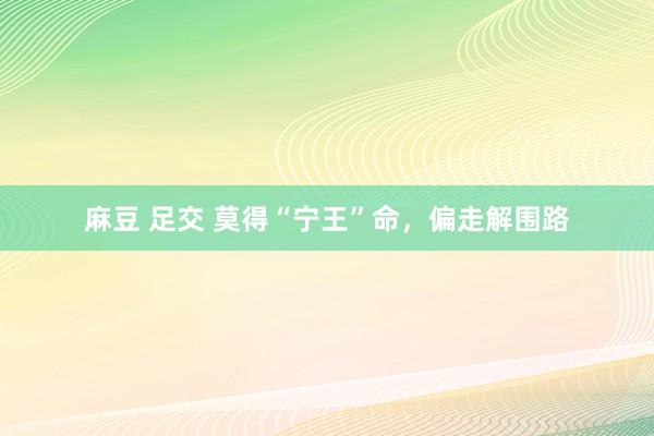 麻豆 足交 莫得“宁王”命，偏走解围路