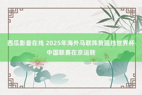 西瓜影音在线 2025年海外马联阵势阻挡世界杯中国联赛在京运转