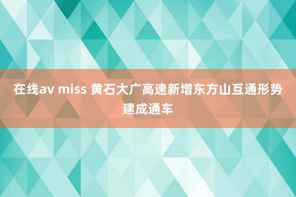 在线av miss 黄石大广高速新增东方山互通形势建成通车