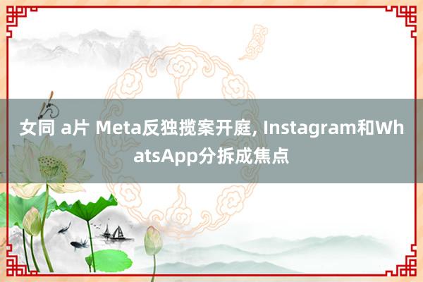 女同 a片 Meta反独揽案开庭， Instagram和WhatsApp分拆成焦点