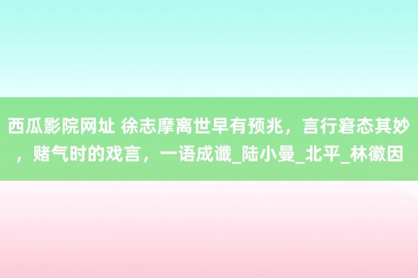 西瓜影院网址 徐志摩离世早有预兆，言行窘态其妙，赌气时的戏言，一语成谶_陆小曼_北平_林徽因