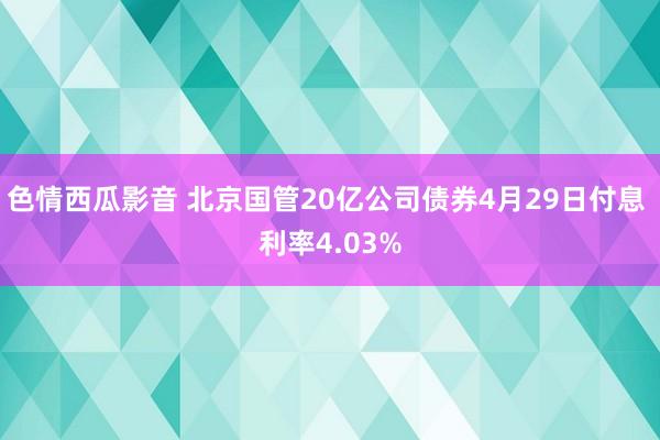 色情西瓜影音 北京国管20亿公司债券4月29日付息 利率4.03%