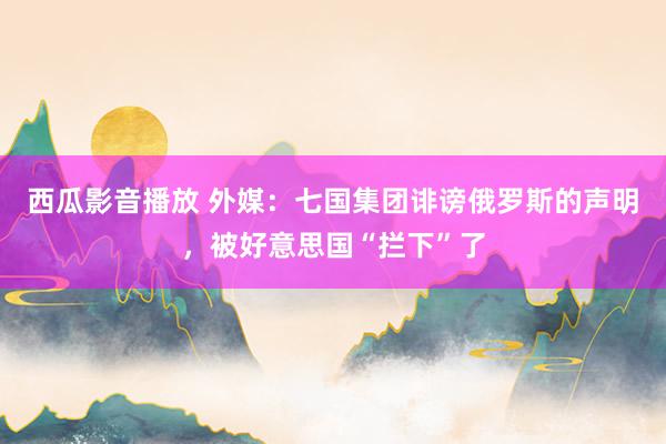 西瓜影音播放 外媒：七国集团诽谤俄罗斯的声明，被好意思国“拦下”了