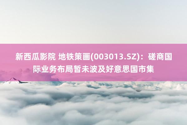 新西瓜影院 地铁策画(003013.SZ)：磋商国际业务布局暂未波及好意思国市集