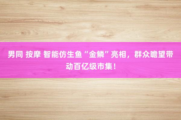 男同 按摩 智能仿生鱼“金鳞”亮相，群众瞻望带动百亿级市集！
