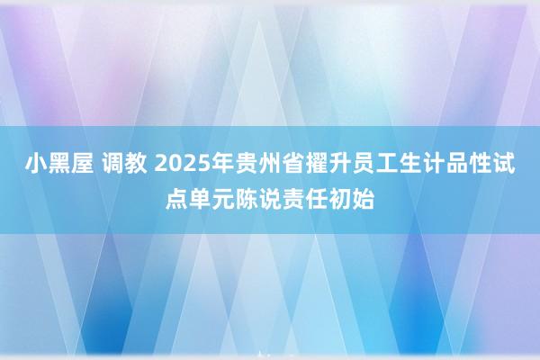 小黑屋 调教 2025年贵州省擢升员工生计品性试点单元陈说责任初始