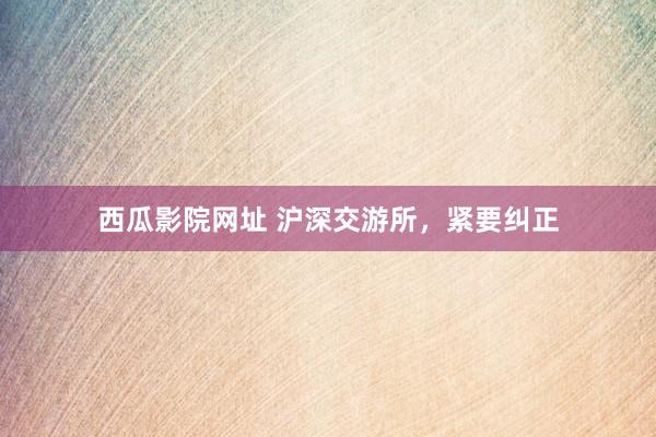 西瓜影院网址 沪深交游所，紧要纠正