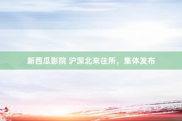 新西瓜影院 沪深北来往所，集体发布