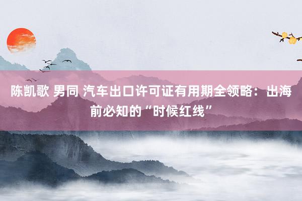 陈凯歌 男同 汽车出口许可证有用期全领略：出海前必知的“时候红线”